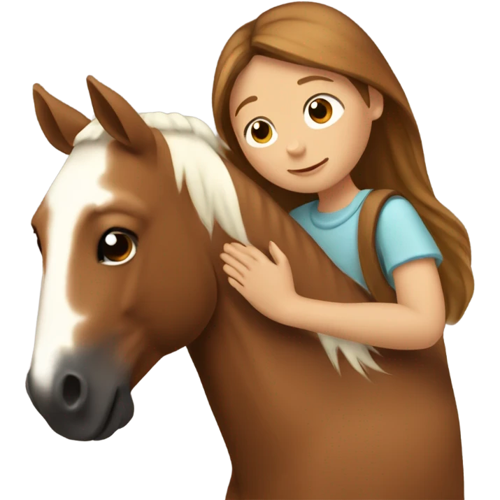 Girl hugging brown horse with white spots  emoji