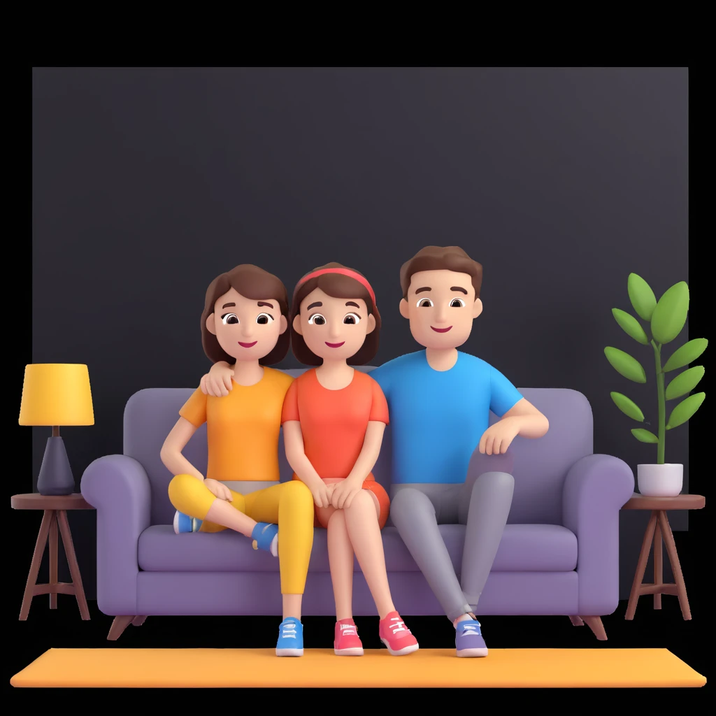  couple posing, close up pose, living room background emoji