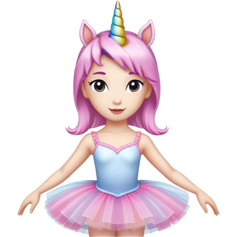 anthropomorphised female unicorn ballerina, head and shoulders, straight on, standard pose emoji