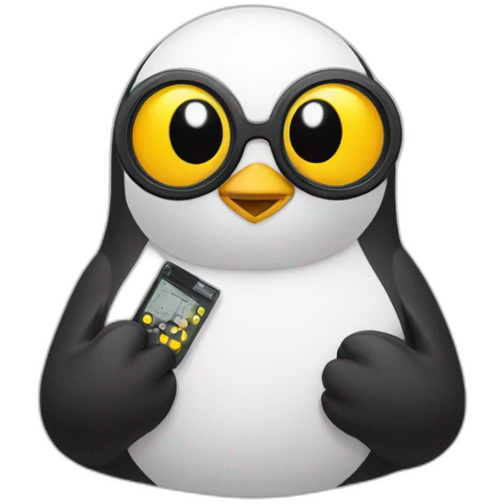 Pingouin qui montre son pc gamer emoji