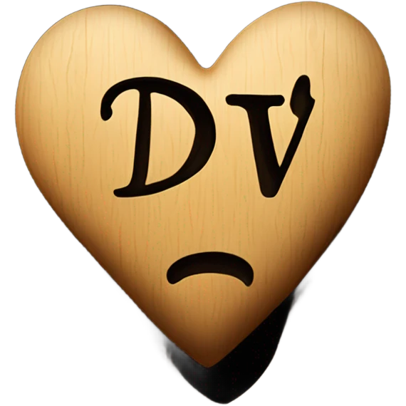 Heart carved into tree with initials D V on heart emoji