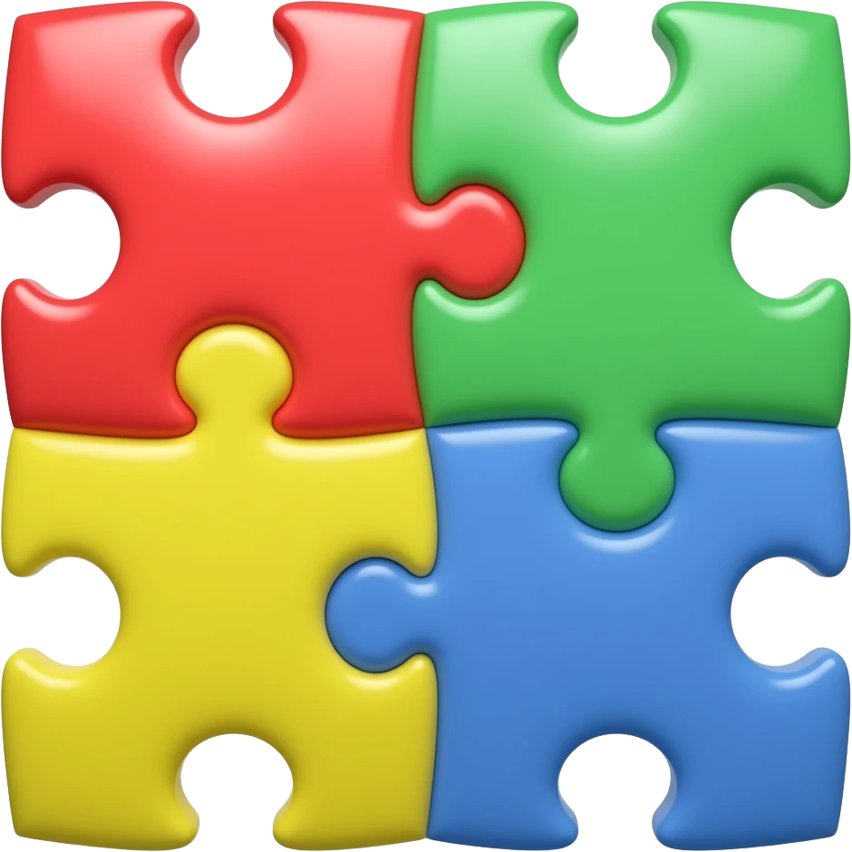 Esta fita mas só que tipo um quebra-cabeça com vermelho amarelo verde e azul emoji