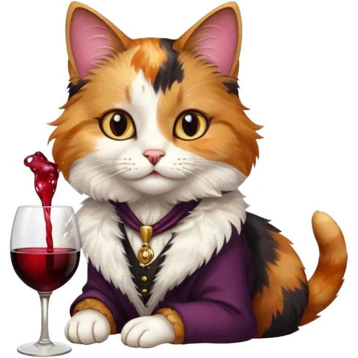 Fancy cat with a cup of wine emoji