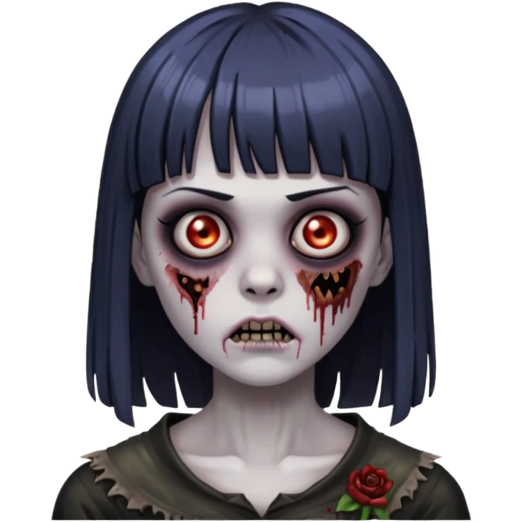 Uma zumbi com franja é uma pegada mais gothc emoji