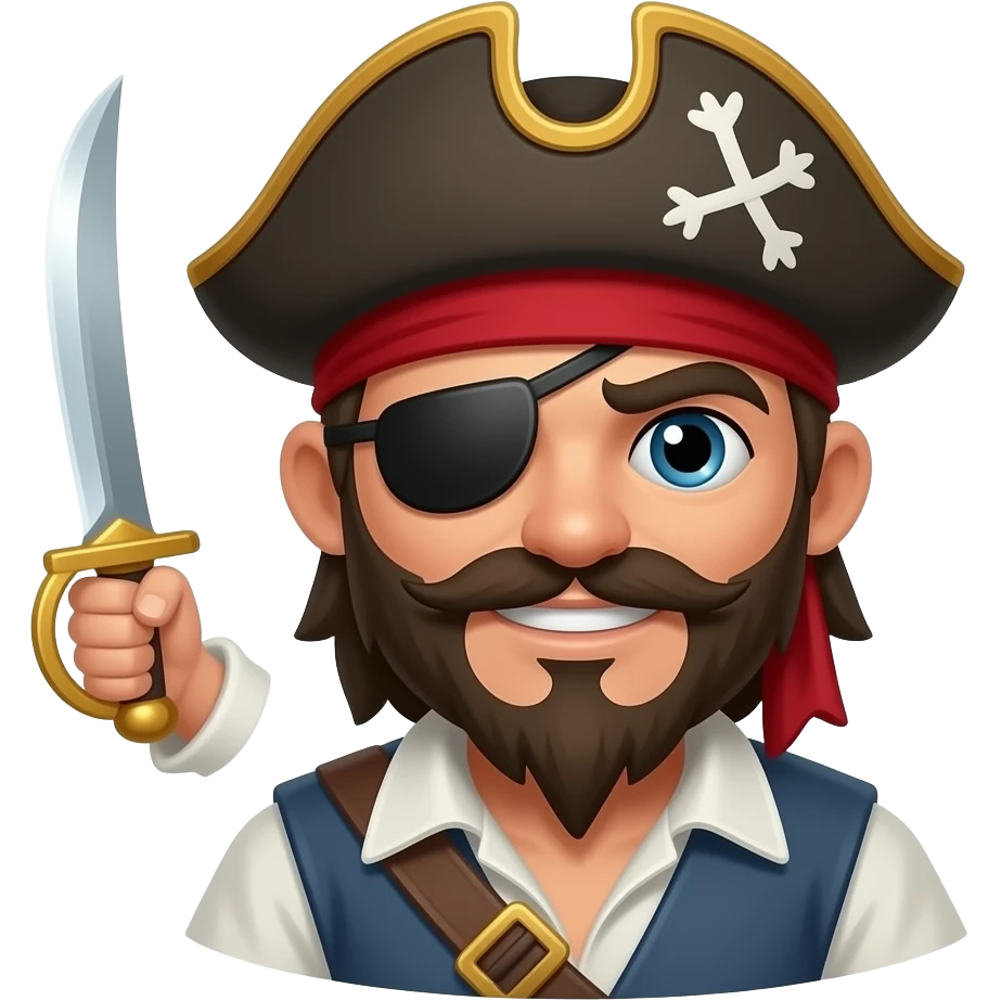 greedy pirate with a sword emoji