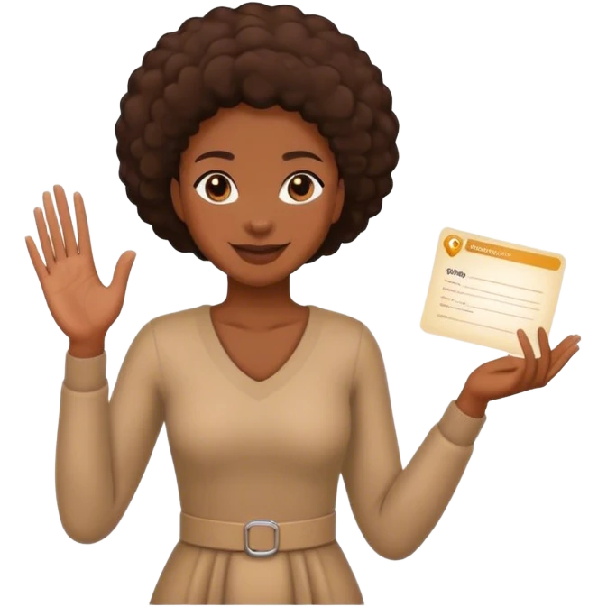 a black woman moving her hand in an invitation to approach emoji