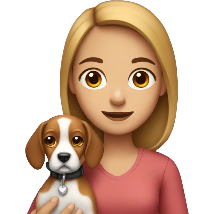 A girl holding a beagle emoji