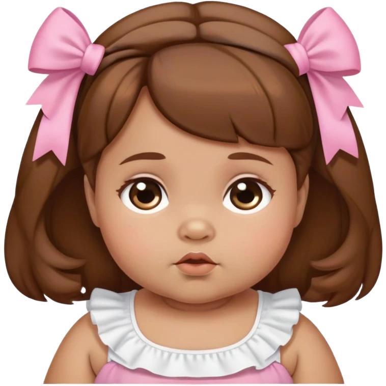 brown hair medium skin tone chubby baby girl with bows on her hair emoji