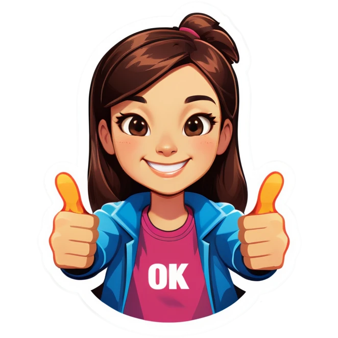 One thumbs up with Text „ ok angie“ emoji