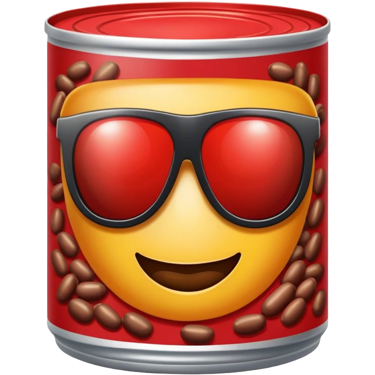 can of beans that says cool, wearing sunglasses  emoji