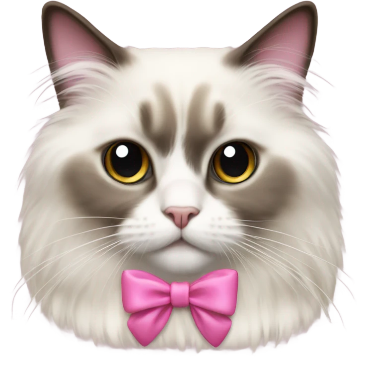 Ragdoll cat with a pink bow emoji