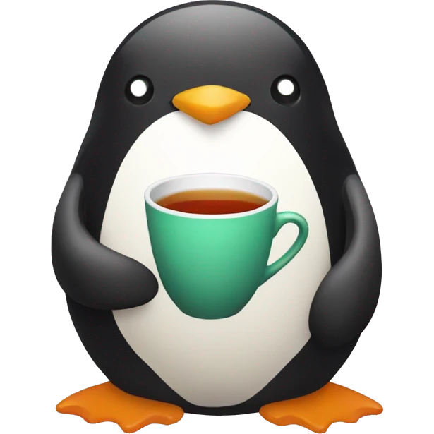 Penguin drinking tea emoji
