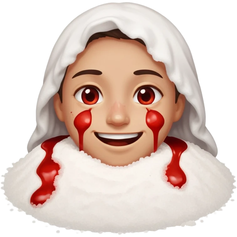 smiling face with bloody nose and a pile of salt emoji