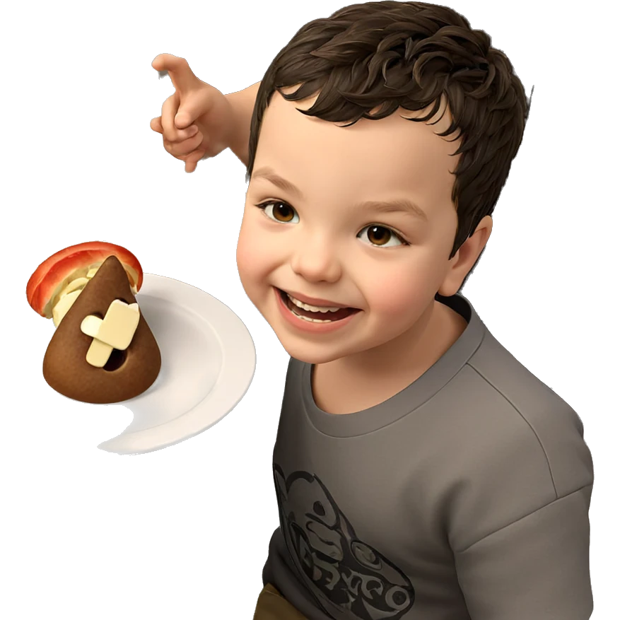 happy boy enjoying food emoji