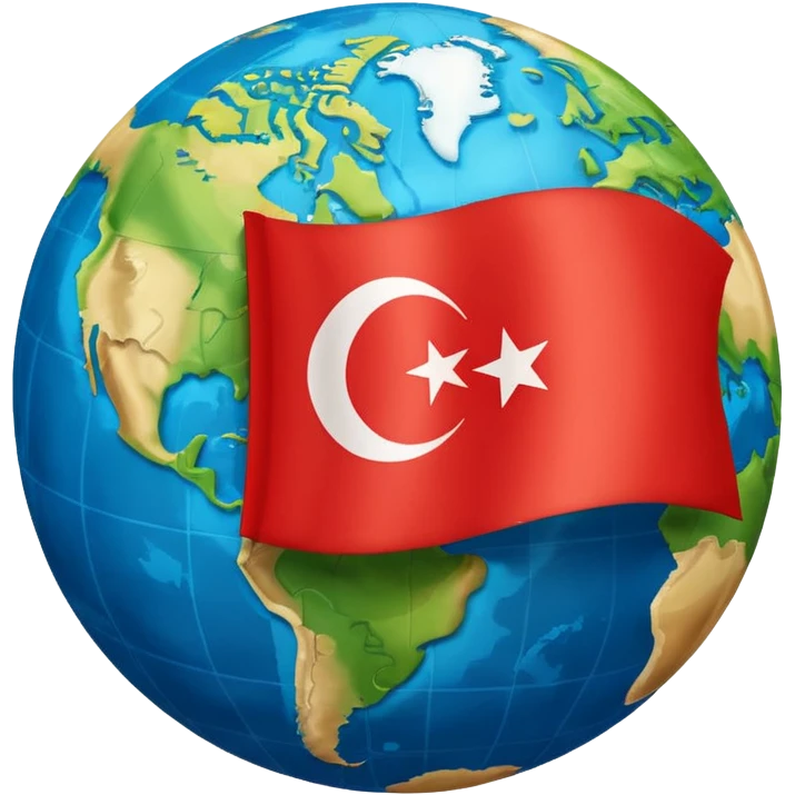Draw me an emoji of planet Earth with the flag of Turkey on it. emoji