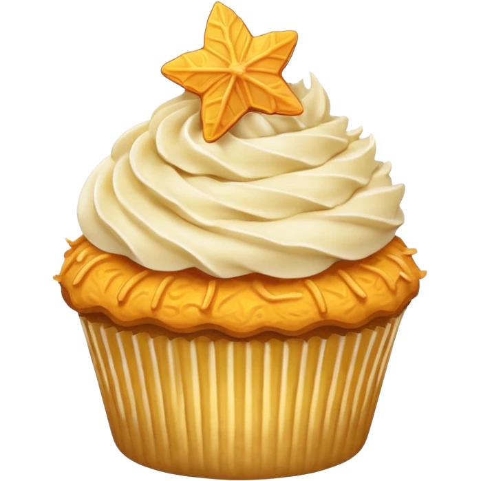 Vanilla cupcake with fried frosted flakes on top emoji