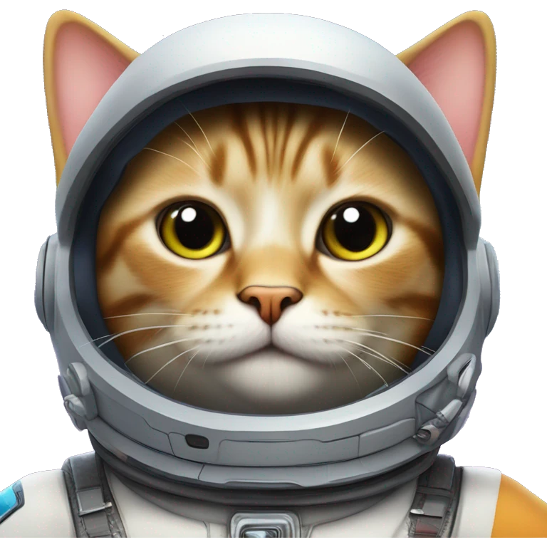 a space cat coming from outer space linking himself, wearing a helmet and fancy space accessories  emoji