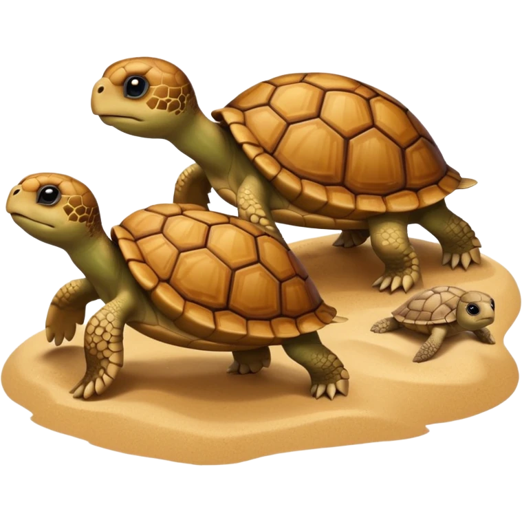 2 land turtles on the sand emoji