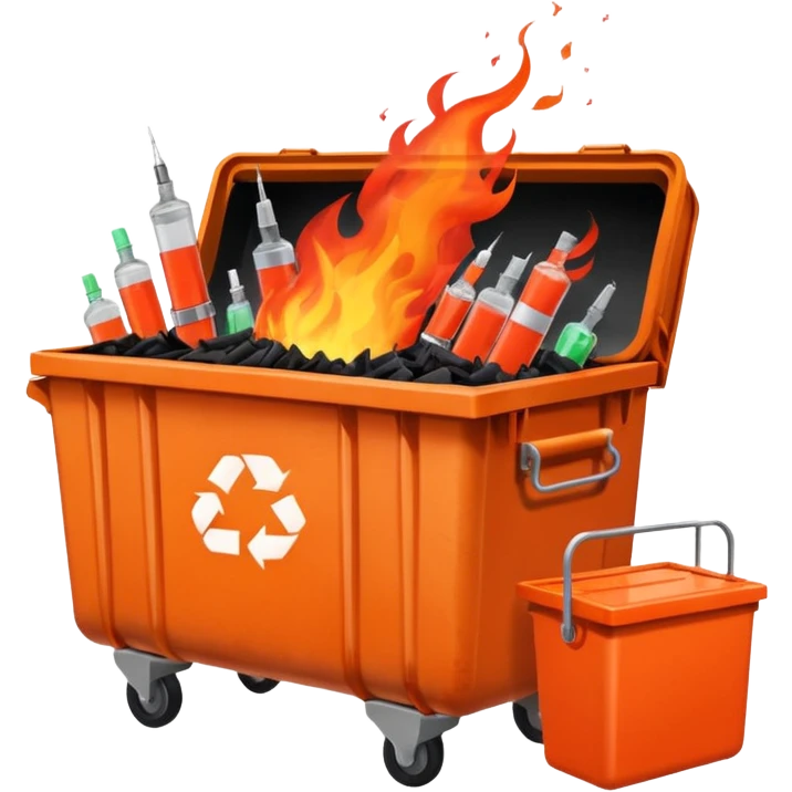 Dumpster fire filled with syringes  emoji