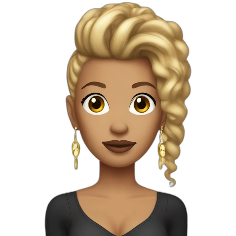 keyshia cole with a round face and long dark hair and hoop earrings emoji
