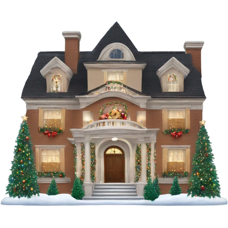 very large mansion decorated with lots of fancy Christmas lights and lots of Fancy christmas decorations emoji