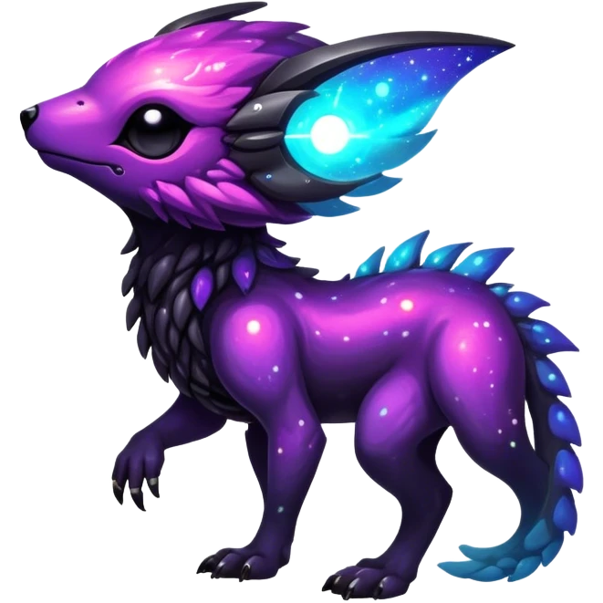 Epic Edgy Cute Vibrant Dark Nebula Modern Vernid-Protogen-creature-animal, full body emoji