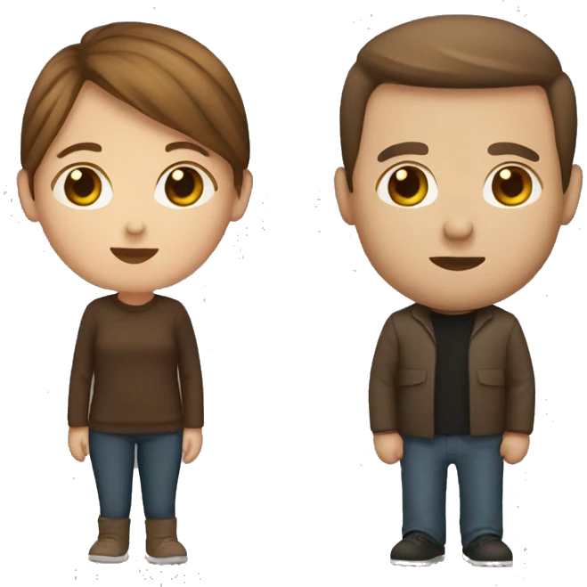 White couple with brown hair kissing emoji