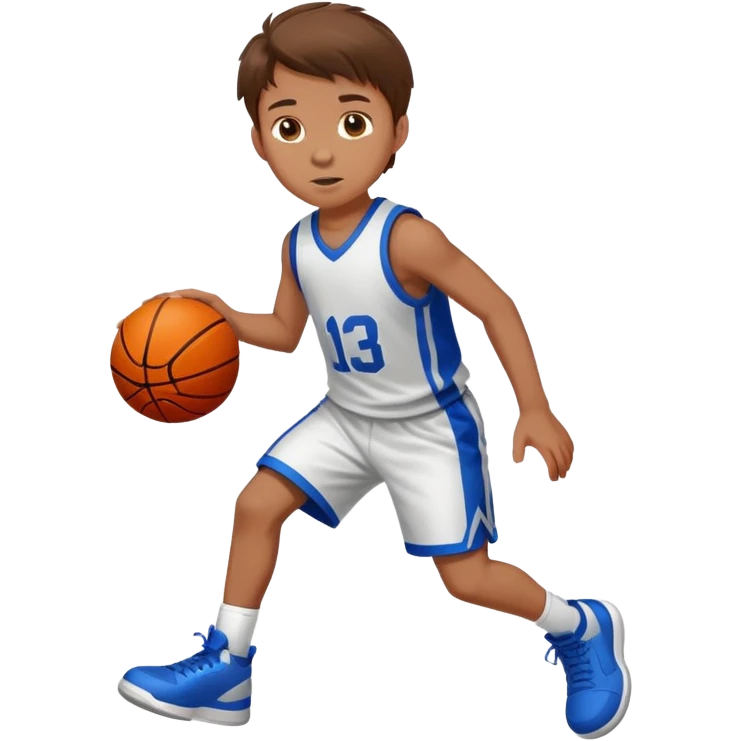 Boy with brown hair playing basketball emoji