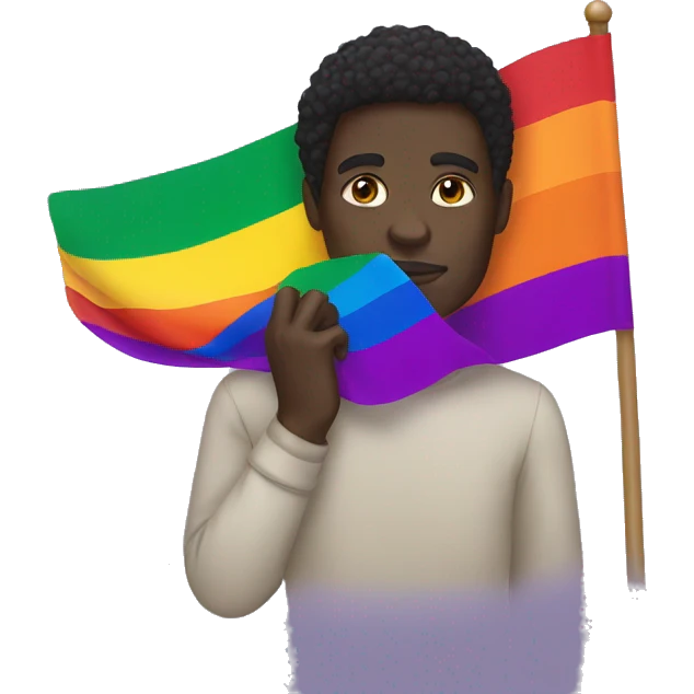 black person holding a pride flag emoji