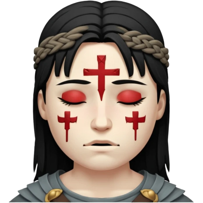 Warrior dead and closed eyes with cross eye emoji