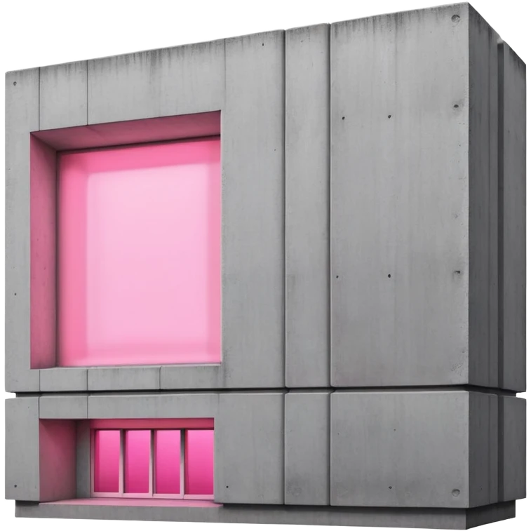 Soviet-style concrete panel building with single pink glowing window, rectangular brutalist design emoji
