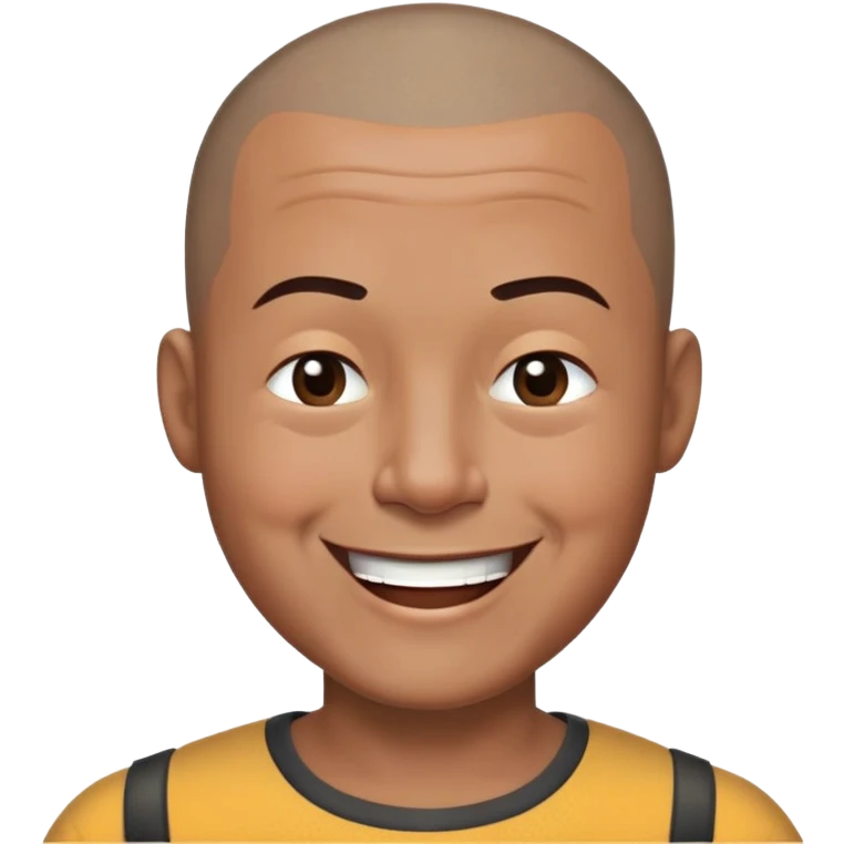 Nam, 50 tuổi, đầu đinh, nhắm 1 mắt, cười tươi, da đen, nhướng lông mày emoji