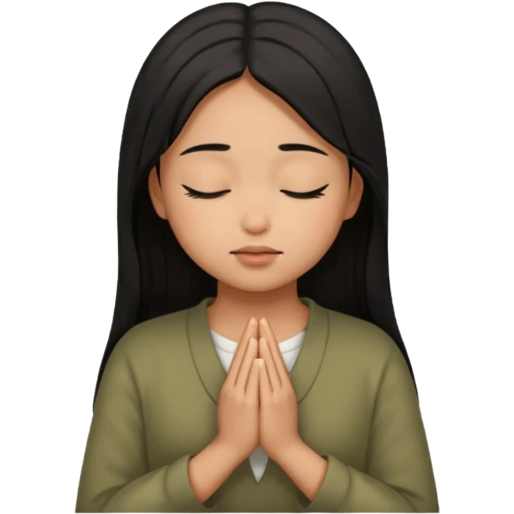 brown girl praying curls black hair and eyes closed emoji