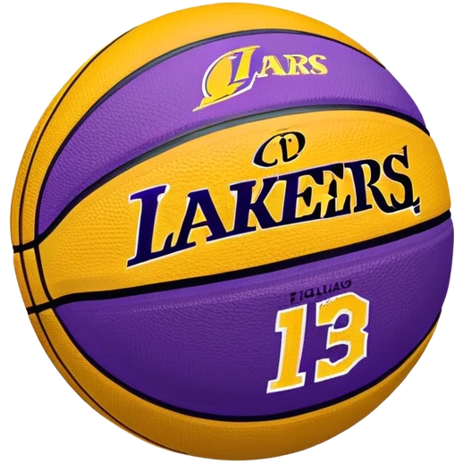 Minimalist purple and gold Spalding basketball with NBA logo, Lakers colors, iOS emoji style emoji