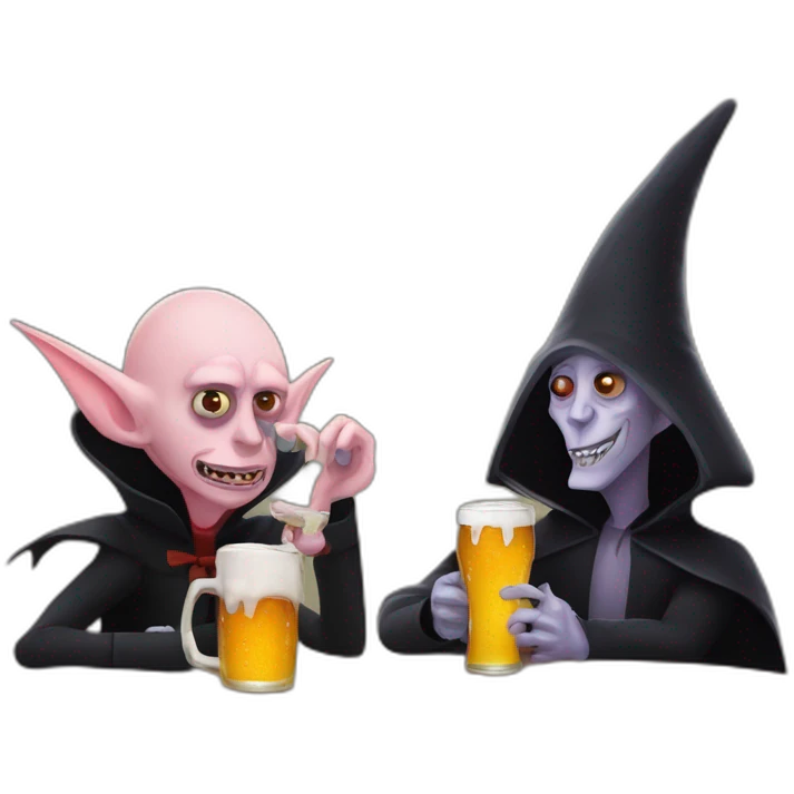 nosferatu and patrick star drinking beer emoji