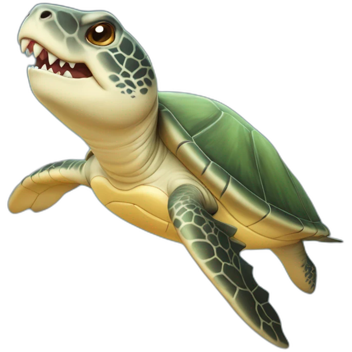 Tortue sur un requin emoji