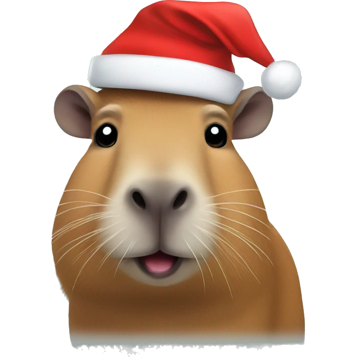 Capybara with a Santa hat emoji
