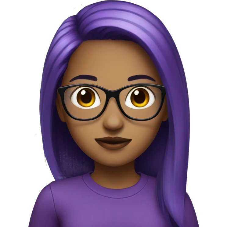Girl with black and purple hair with black glasses   emoji