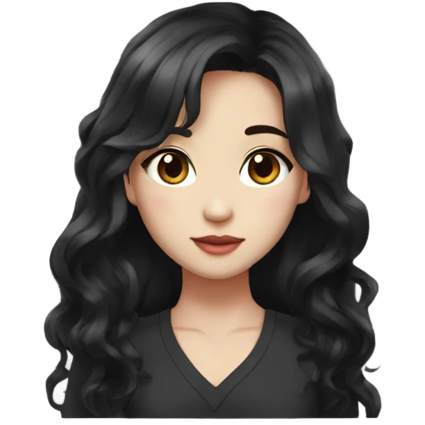 Beautiful girl,Black hair,wavy hair，long hair,Black eyes,Chinese emoji