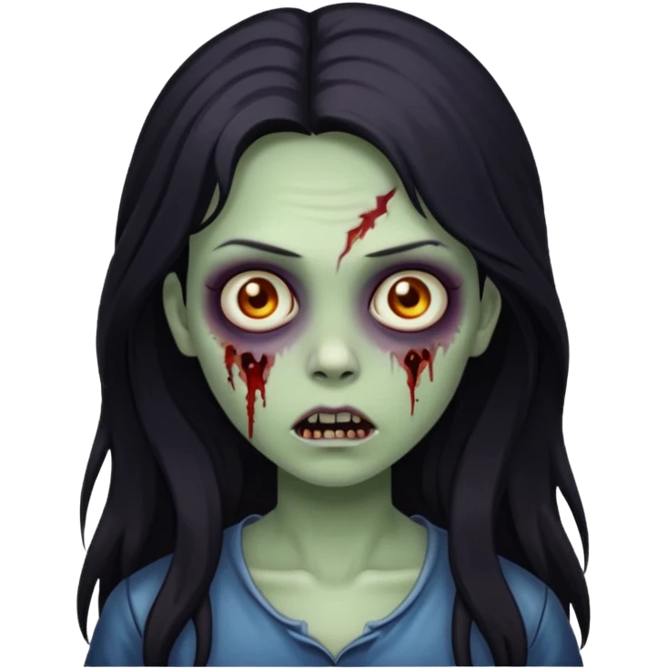 girl zombie with dark long hair emoji
