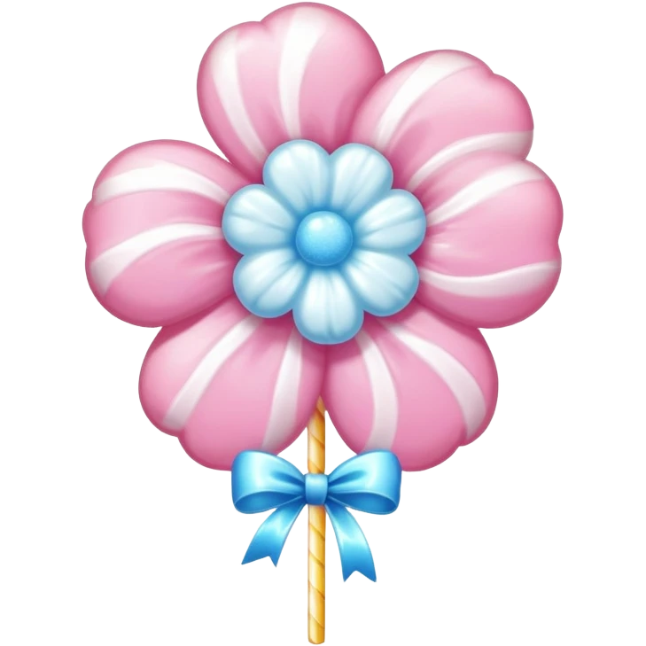 Fluffy cotton candy flower with shiny, glazed sugar strands and glistening highlights emoji