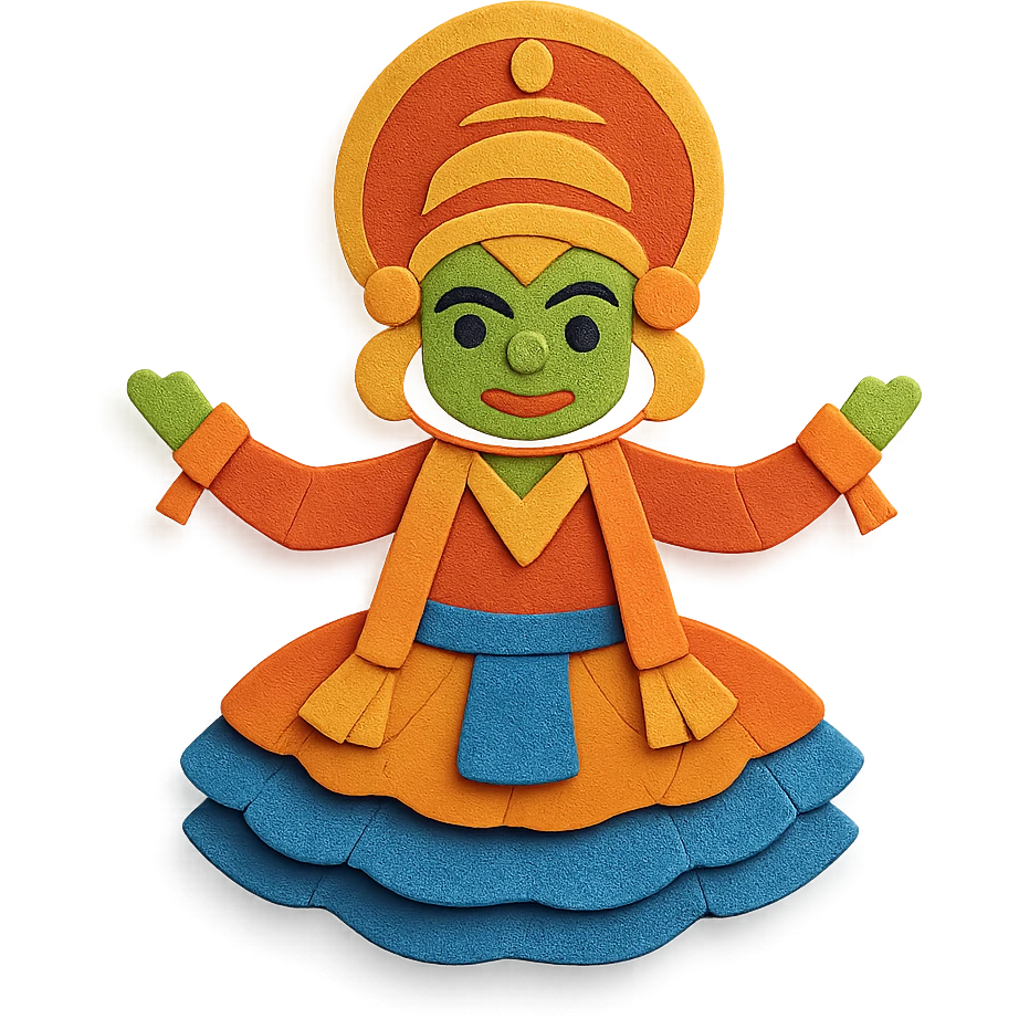 Kathakali dancer with layered costume emoji