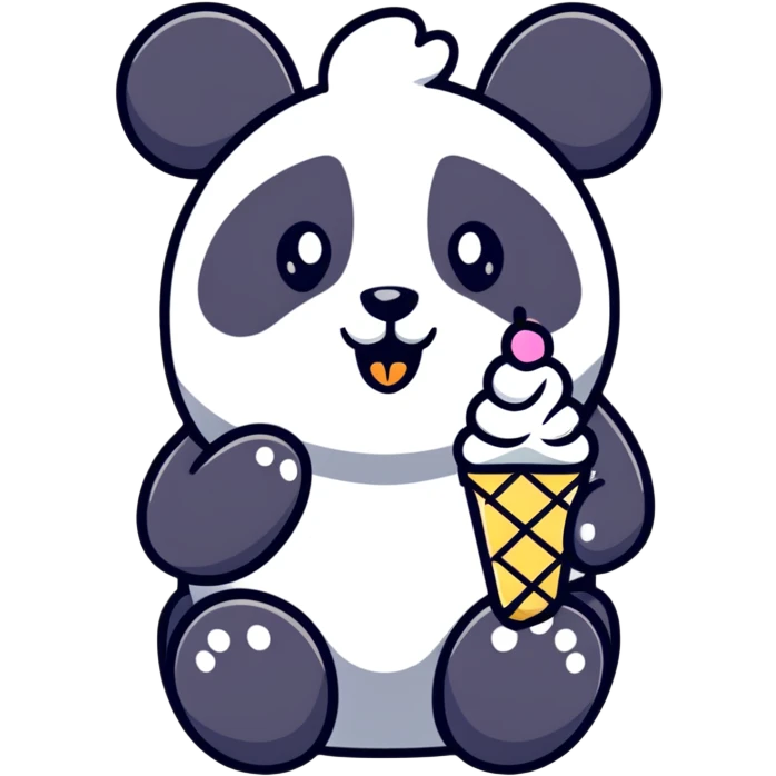 Panda eating ice cream emoji