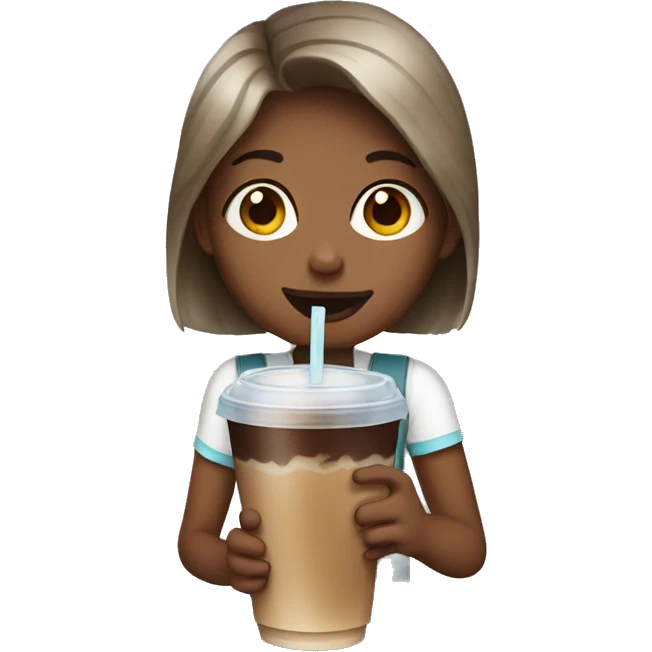 Girl drinking iced coffee emoji