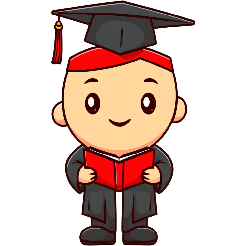 student with a red F grade, slumped posture, graduation cap emoji