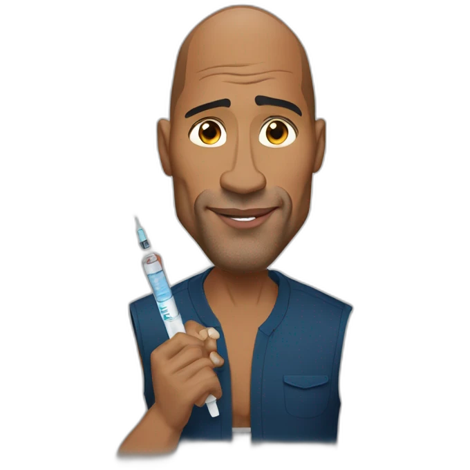 Dwayne Johnson with syringe emoji