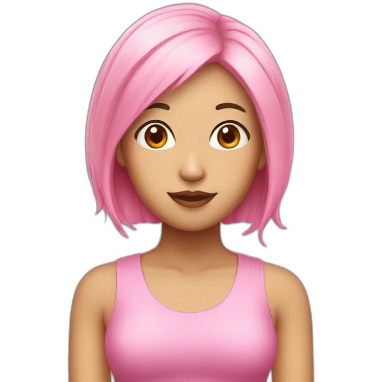 asian woman pink hair head emoji