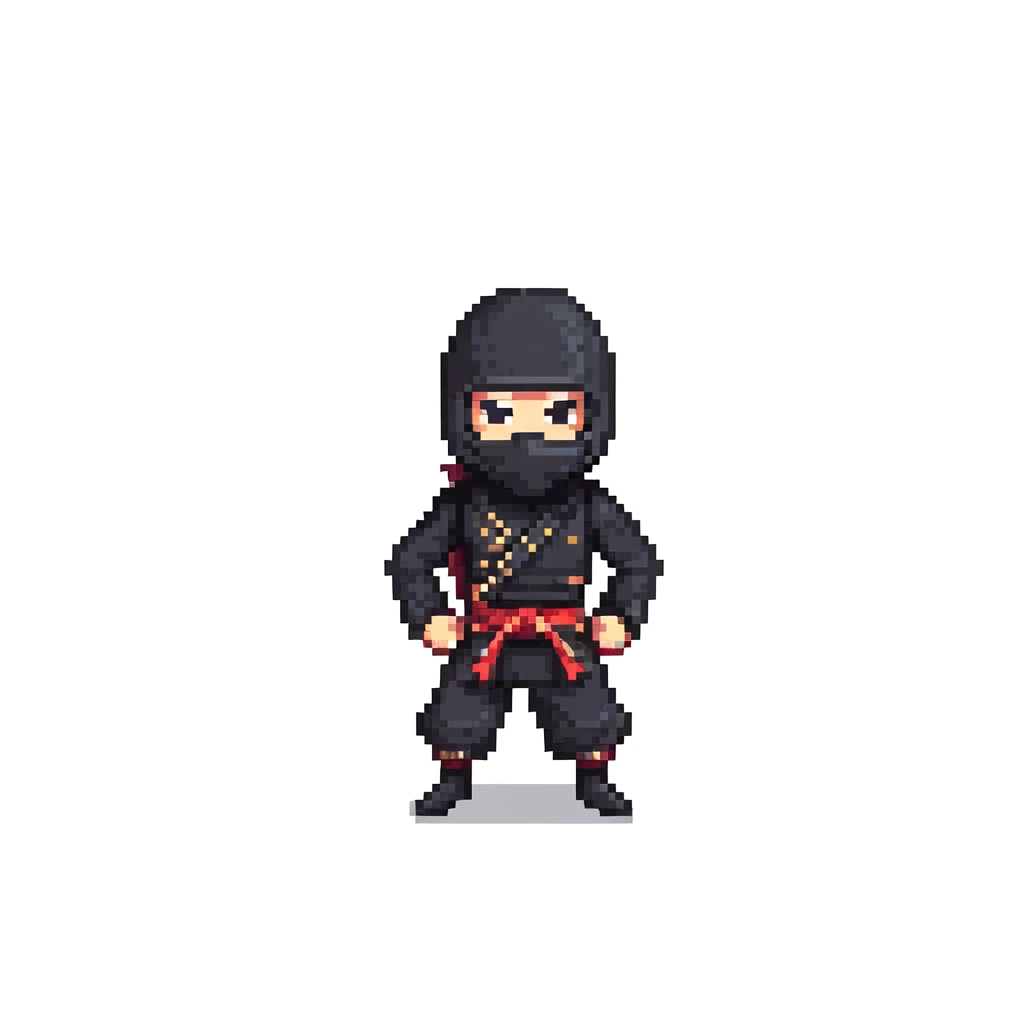 masked ninja with black outfit in combat stance emoji