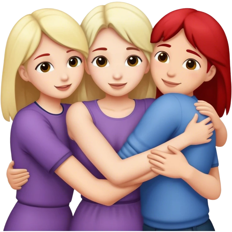 Hugs between 4 white people  emoji