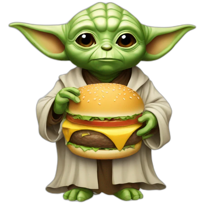yoda eat burger emoji